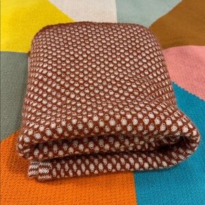 Berretti Made Italy Alpaca Wool Blend Throw Blanket Rust Cream Boho 48x64 inches